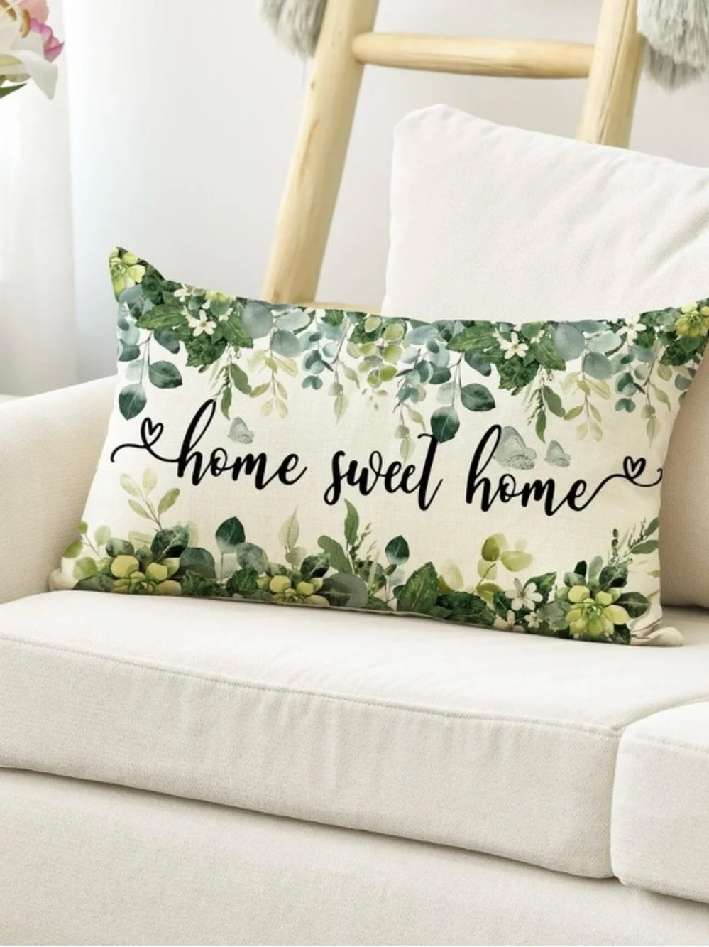 Home Sweet Home Green Botanical Decorative Pillow Covers- Unbranded